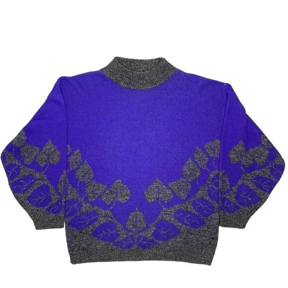 World Trade Knits Color Inversion Leaf Sweater: Size Medium